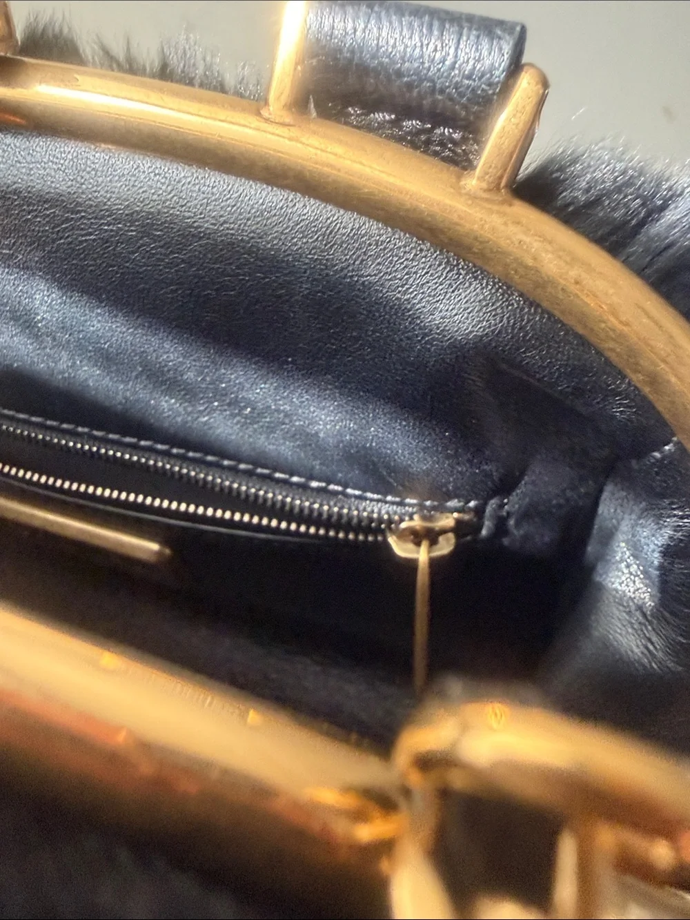 Chanel Rabbit Fur Lambskin Top-Handle Bag with Gold Chain crossbody Box Dust bag